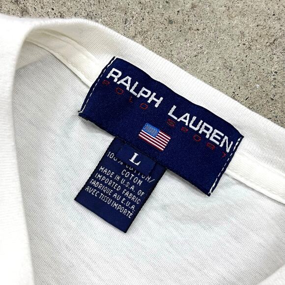 Vintage Ralph Lauren Polo Sport Ski Bear Tee T Shirt Single Stitch USA Made Prep - Picture 2 of 7